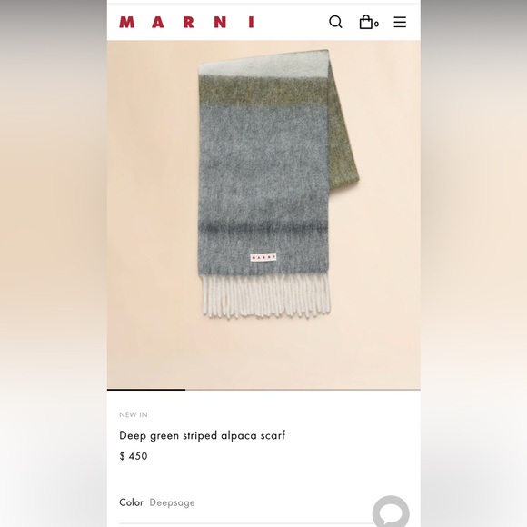 New Marni Wool alpaca Scarf ink Blue and Brown Stripes - Picture 5 of 6